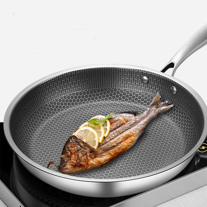 Discover the Perfect Cooking Companion with Our Stainless Steel Full Screen Honeycomb Frying Pan