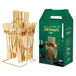 Elevate Your Dining Experience with Our Gold Stainless Steel Dinnerware Set
