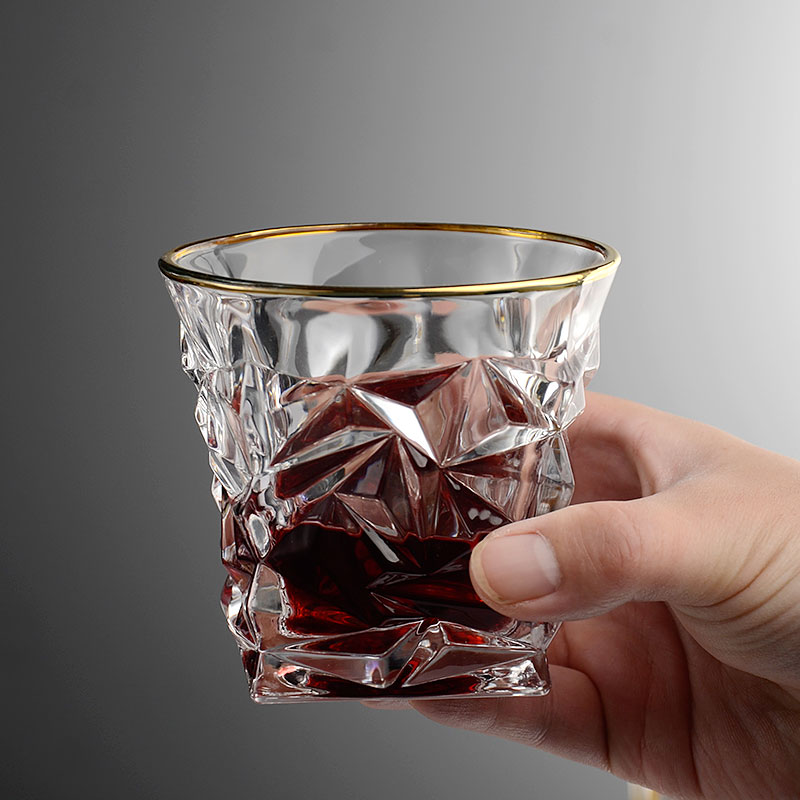 Two Piece Gold Crystal Glass Set Elegant Drinkware Design