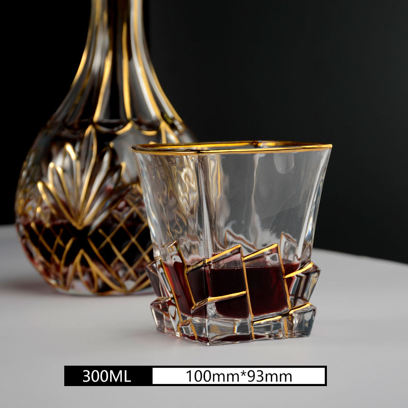 Two Piece Gold Crystal Glass Set Elegant Drinkware Design