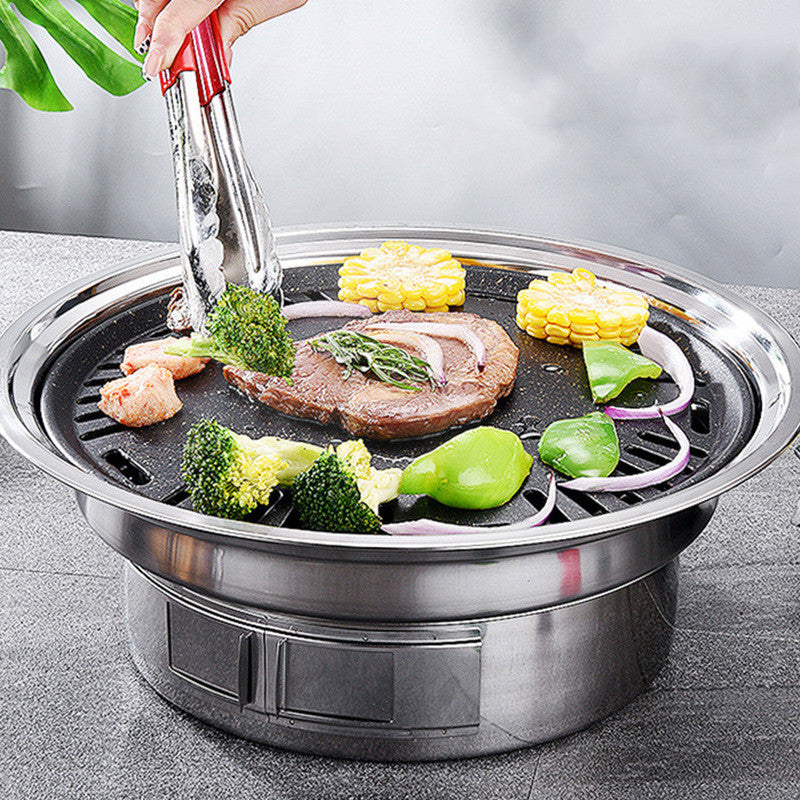 Stainless Steel Charcoal BBQ Grill Nonstick Portable Outdoor Round Grill