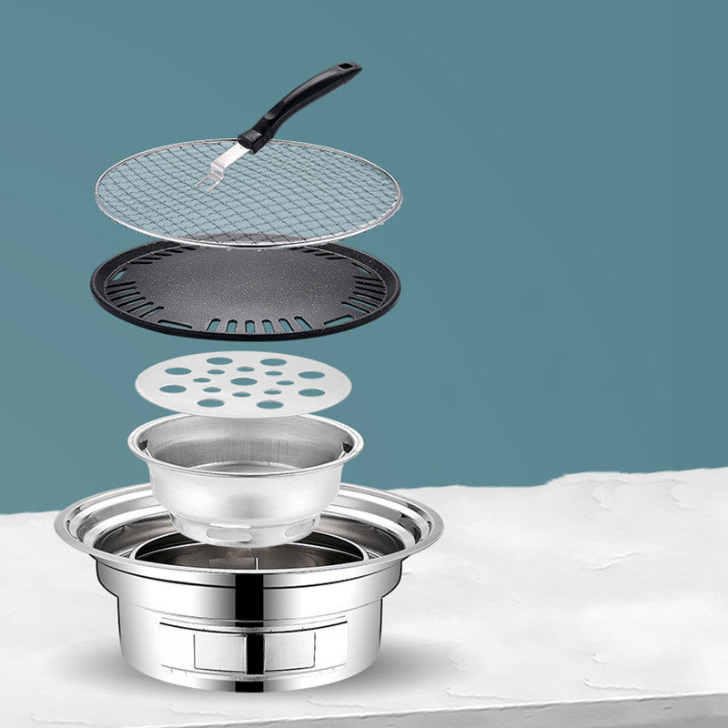 Stainless Steel Charcoal BBQ Grill Nonstick Portable Outdoor Round Grill