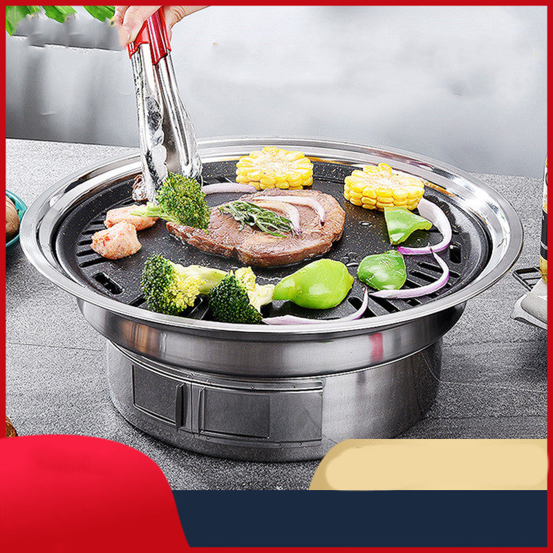 Stainless Steel Charcoal BBQ Grill Nonstick Portable Outdoor Round Grill
