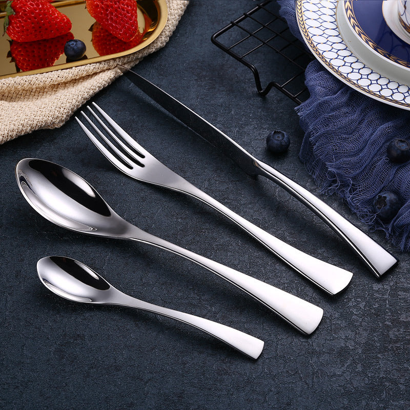 4-Piece Black Stainless Steel Cutlery Set Mirror Polished Dinnerware