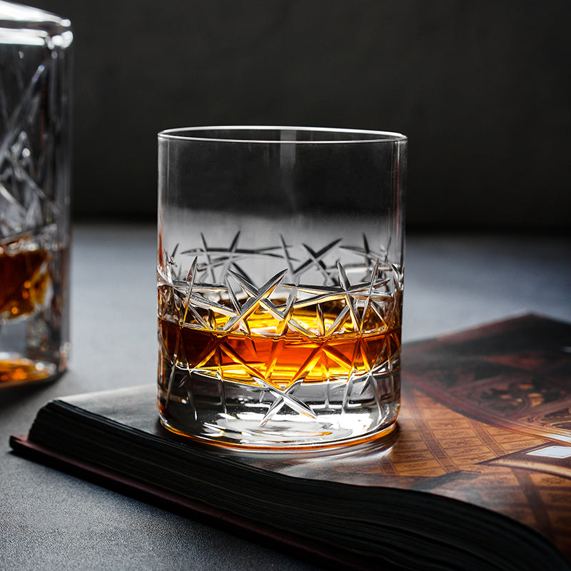 Handmade Crystal Glass Cup With Car Engraved Design