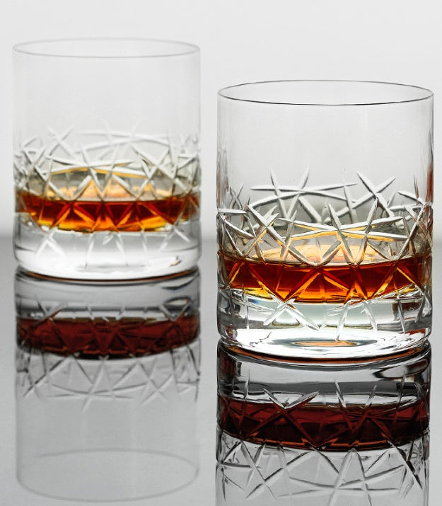 Handmade Crystal Glass Cup With Car Engraved Design