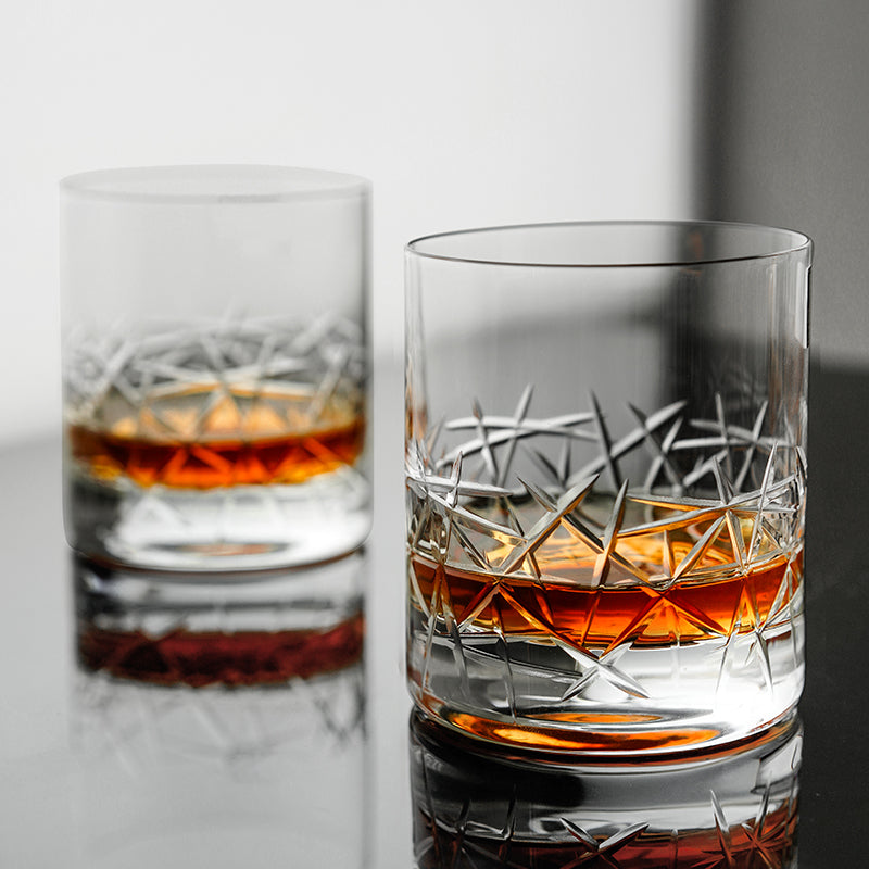 Handmade Crystal Glass Cup With Car Engraved Design