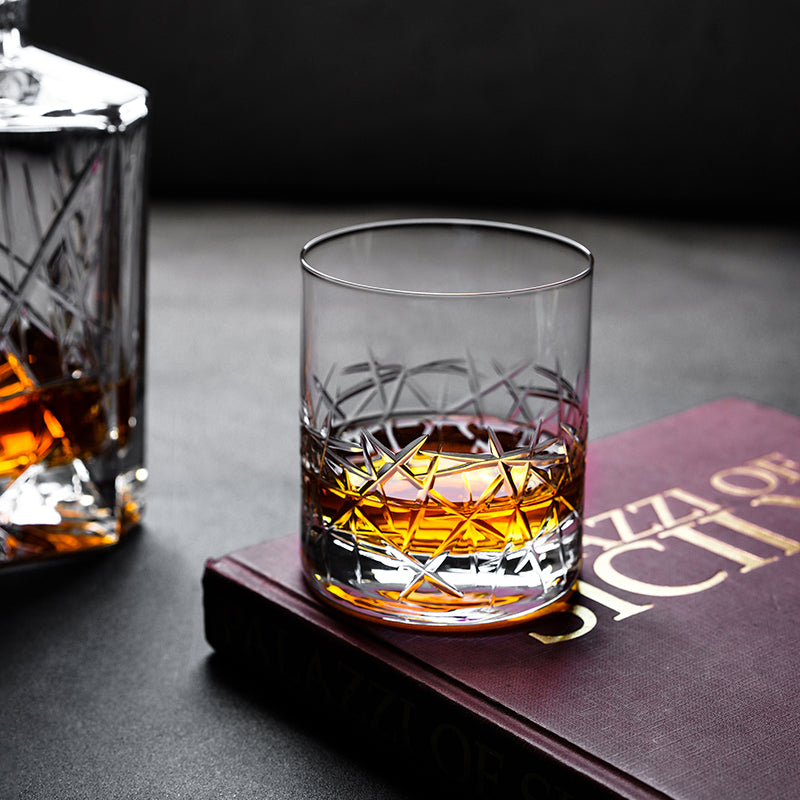 Handmade Crystal Glass Cup With Car Engraved Design