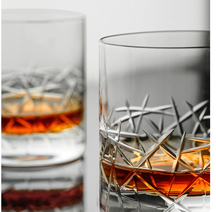 Handmade Crystal Glass Cup With Car Engraved Design