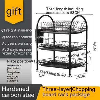 Multi-Layer Floor Dish Rack Kitchen Countertop Storage Organizer