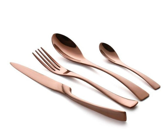 4-Piece Black Stainless Steel Cutlery Set Mirror Polished Dinnerware