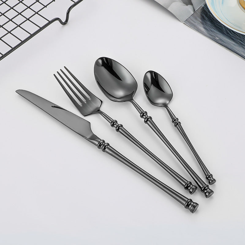 Stainless Steel Western Steak Knife, Fork, and Spoon Set