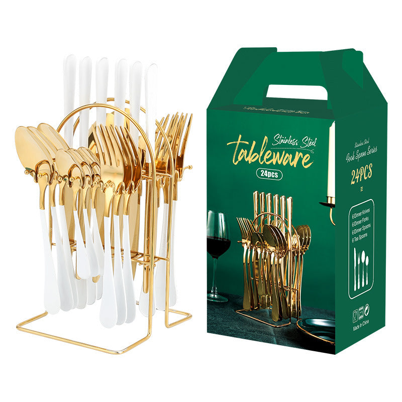 Gold Stainless Steel Dinnerware Set With Knife, Fork, Spoon