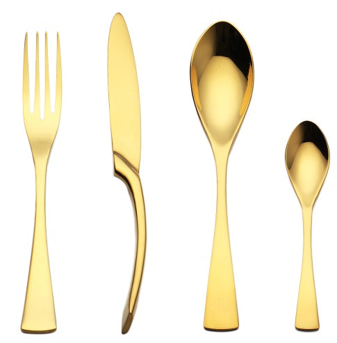 4-Piece Black Stainless Steel Cutlery Set Mirror Polished Dinnerware