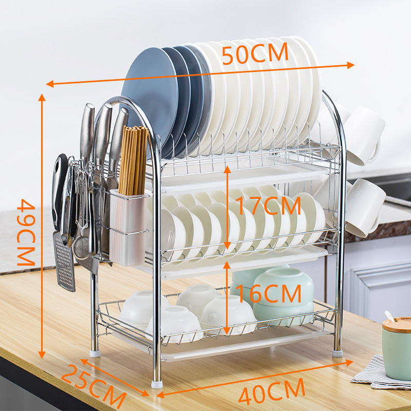 Multi-Layer Floor Dish Rack Kitchen Countertop Storage Organizer