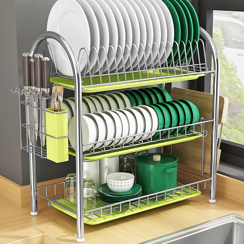 Multi-Layer Floor Dish Rack Kitchen Countertop Storage Organizer