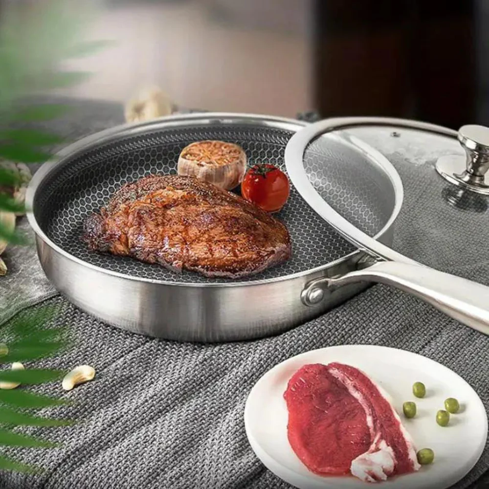 Honeycomb Nonstick Wok Frying Pan For Induction Cooktops