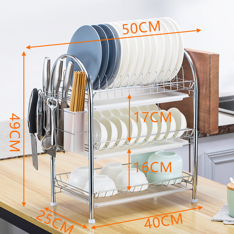 Multi-Layer Floor Dish Rack Kitchen Countertop Storage Organizer