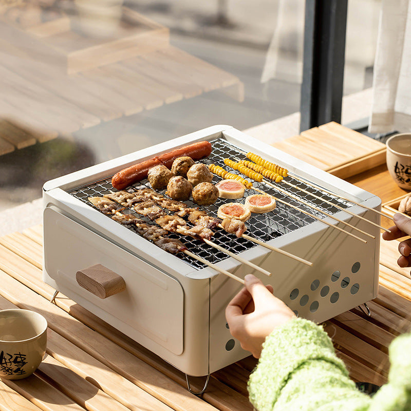 Square Charcoal Barbecue Grill Outdoor Oven For Courtyard Use
