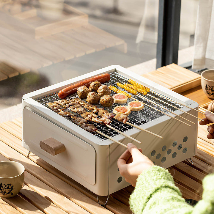 Square Charcoal Barbecue Grill Outdoor Oven For Courtyard Use