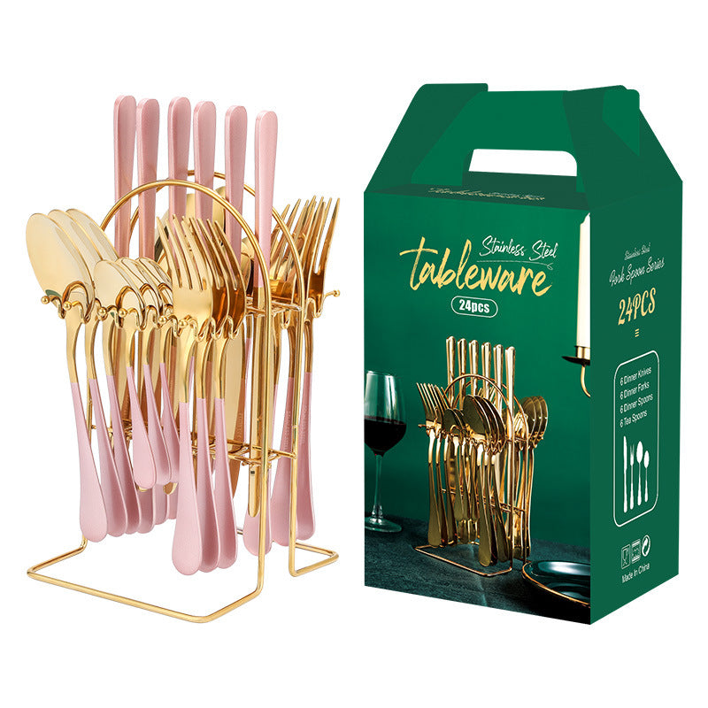 Gold Stainless Steel Dinnerware Set With Knife, Fork, Spoon