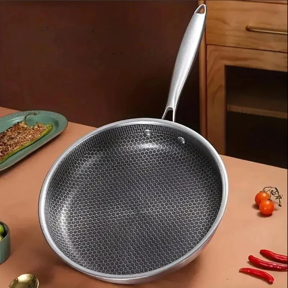 Honeycomb Nonstick Wok Frying Pan For Induction Cooktops