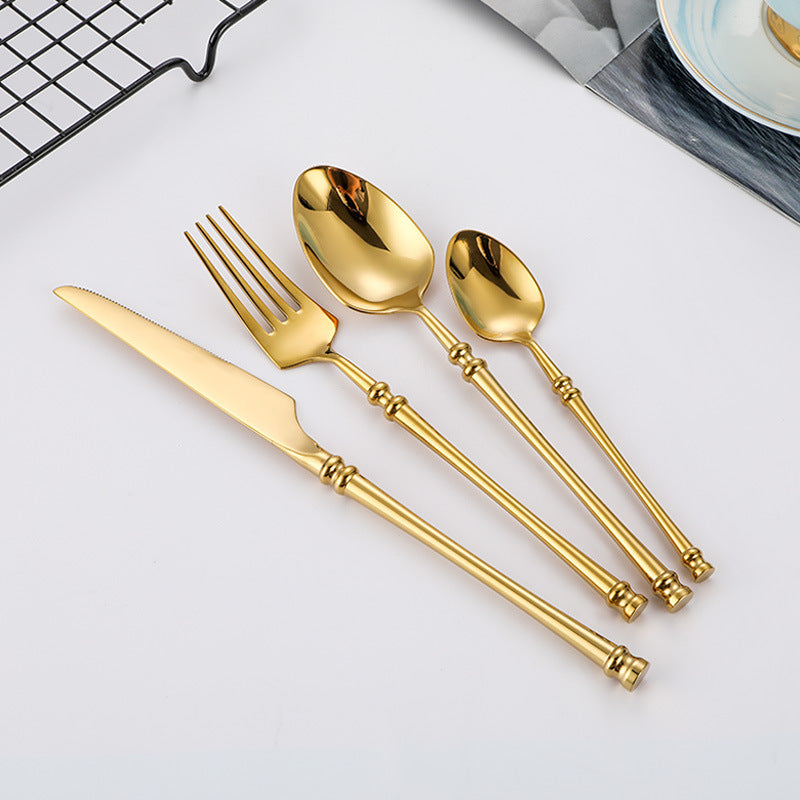 Stainless Steel Western Steak Knife, Fork, and Spoon Set