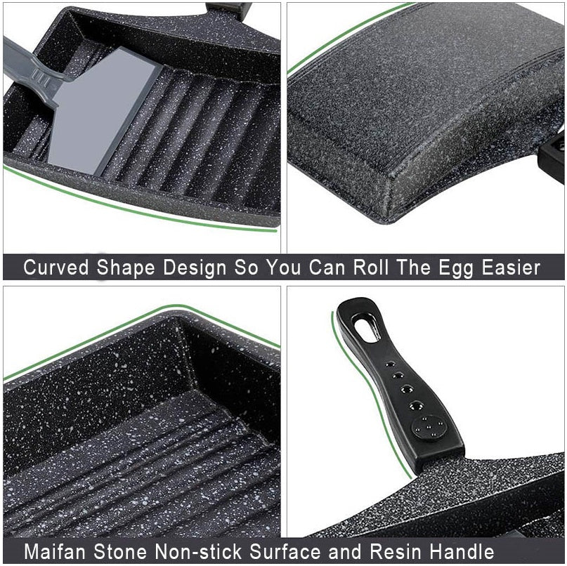 Japanese Tamagoyaki Nonstick Stone Frying Pan Egg Roll Pan