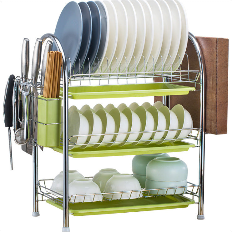 Multi-Layer Floor Dish Rack Kitchen Countertop Storage Organizer