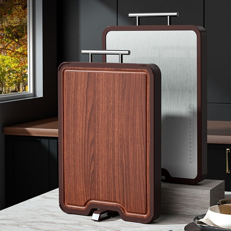 Stainless Steel Ebony Cutting Board Antibacterial Double Sided Design