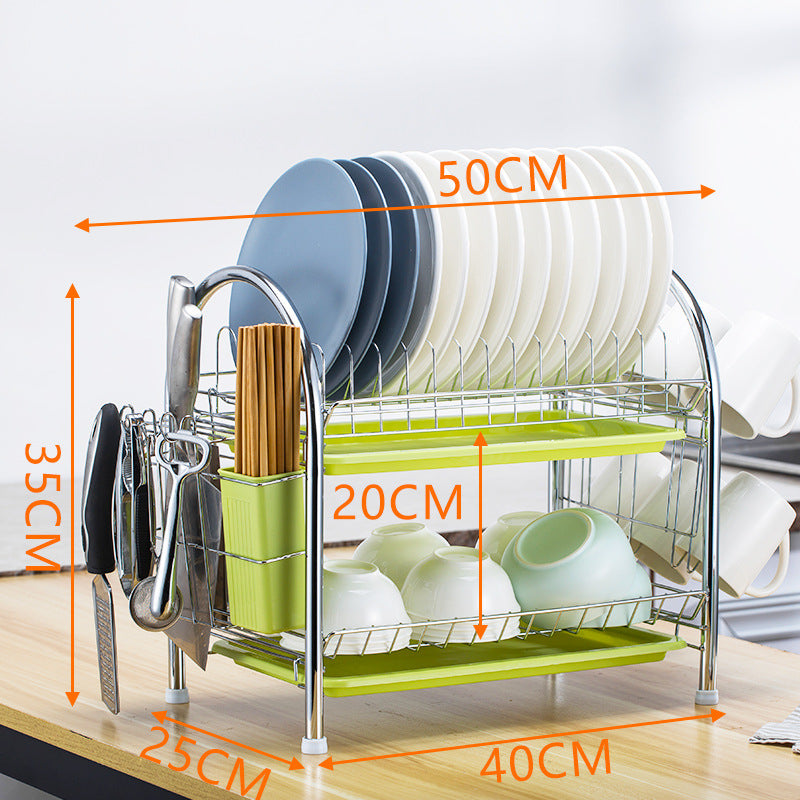 Multi-Layer Floor Dish Rack Kitchen Countertop Storage Organizer