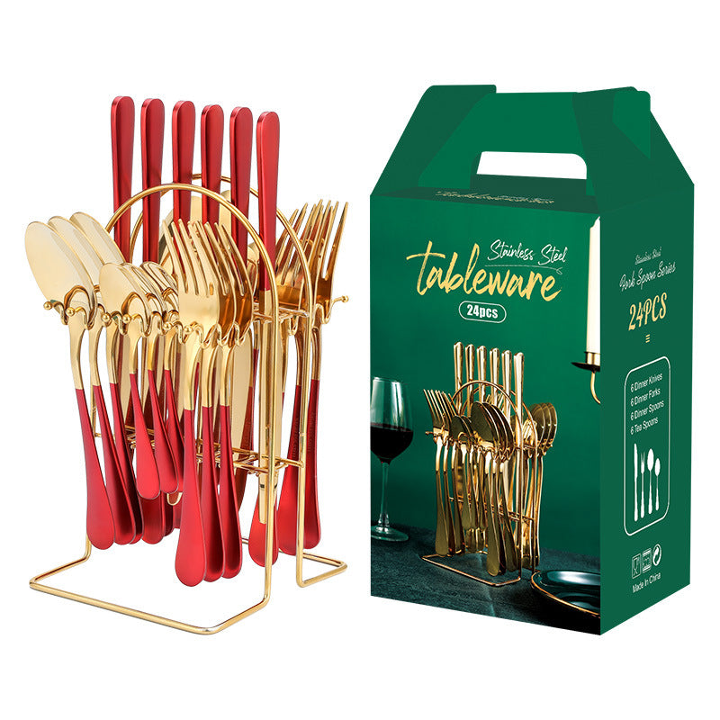 Gold Stainless Steel Dinnerware Set With Knife, Fork, Spoon