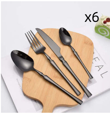 Matte Black Stainless Steel Luxury Cutlery Set With Flatware
