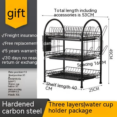 Multi-Layer Floor Dish Rack Kitchen Countertop Storage Organizer