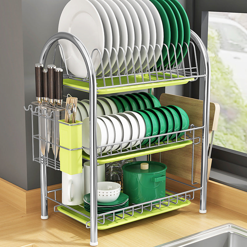 Multi-Layer Floor Dish Rack Kitchen Countertop Storage Organizer