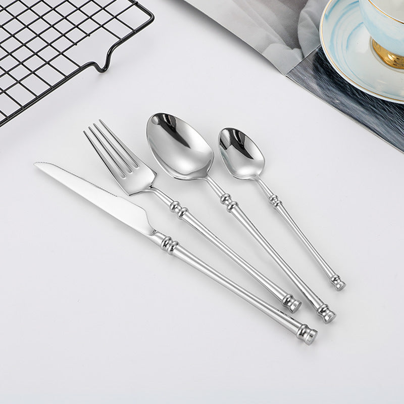Stainless Steel Western Steak Knife, Fork, and Spoon Set
