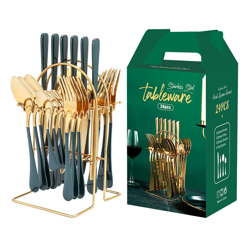 Gold Stainless Steel Dinnerware Set With Knife, Fork, Spoon