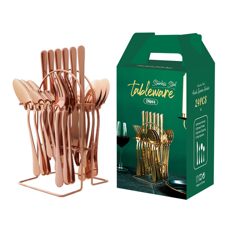 Gold Stainless Steel Dinnerware Set With Knife, Fork, Spoon