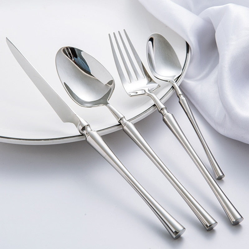 Stainless Steel Western Steak Knife, Fork, and Spoon Set