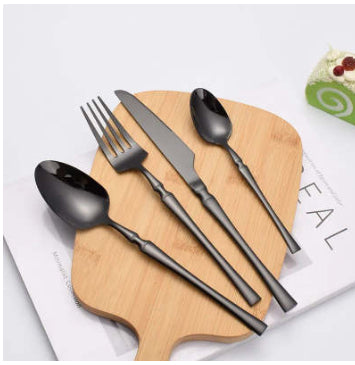 Matte Black Stainless Steel Luxury Cutlery Set With Flatware