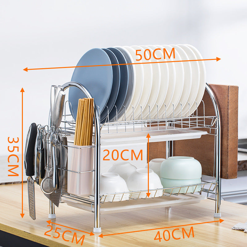 Multi-Layer Floor Dish Rack Kitchen Countertop Storage Organizer