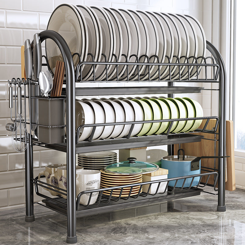Multi-Layer Floor Dish Rack Kitchen Countertop Storage Organizer